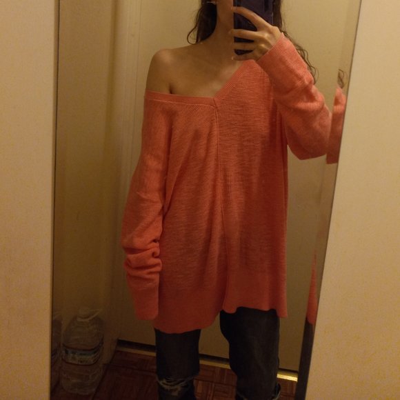 Pink 100% Cotton V Neck Sweater Size XL Eco Friendly Balletcore Spring - Picture 11 of 16